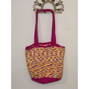 Handmade Pink and Yellow Large Crochet Tote